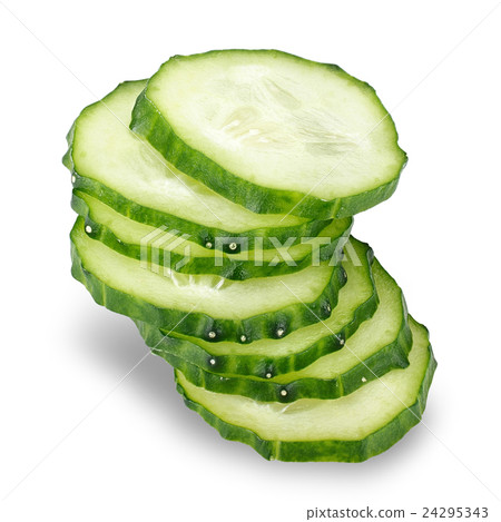 sliced cucumber isolated on a white with clippin 24295343