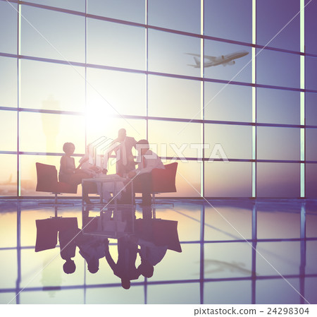 Business Team Discussion Meeting Airplane Take off Concept 24298304
