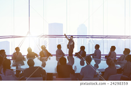 Silhouette Business People Conference Cityscape Concept 24298359