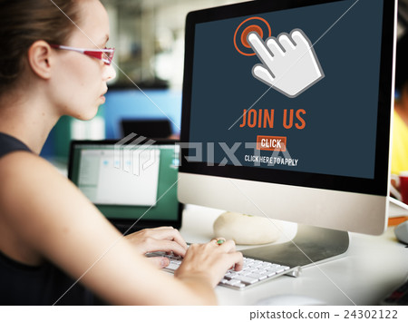 Join Us Recruitment Application Follow Website Online Concept 24302122