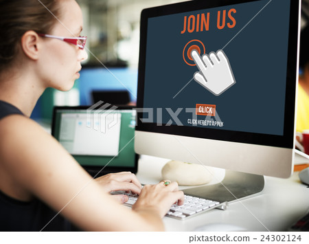 Join Us Recruitment Application Follow Website Online Concept 24302124