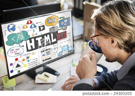 HTML Share Content Coding Network Concept 24303203