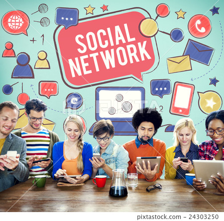 圖庫照片: social network media communication connection concept