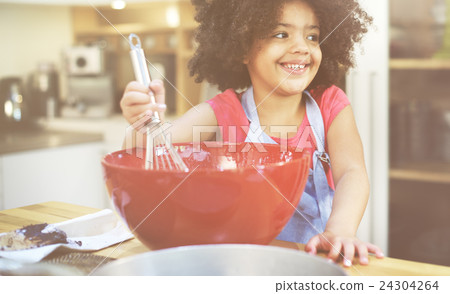 Girl Cooking Bake Bowl Cake Casual Making Concept Girl Cooking Bake Bowl Cake Casual Making Concept 24304264