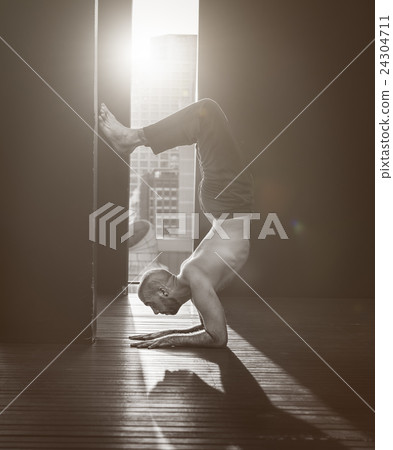 Man Yoga Practice Pose Training Concept 24304711