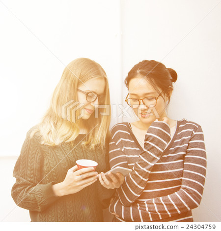 Women Friends Connection Technology Lifestyle Concept Women Friends Connection Technology Lifestyle Concept 24304759