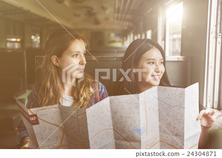 Girls Friendship Hangout Traveling Holiday Map Concept 24304871