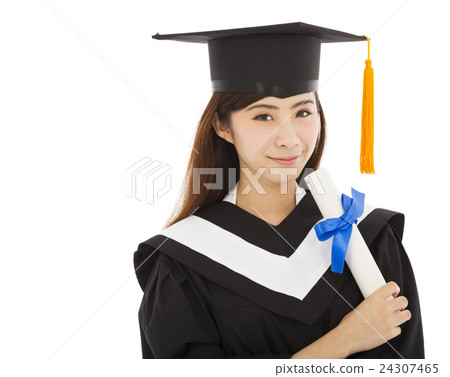 beautiful young woman college graduation isolated beautiful young woman college graduation isolated 24307465