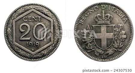 twenty 20 cents Lire Silver Coin 1919 Exagon Crown 24307530