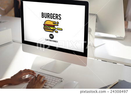 Burgers Online Buying Junk Food Nourishment Concept Burgers Online Buying Junk Food Nourishment Concept 24308497