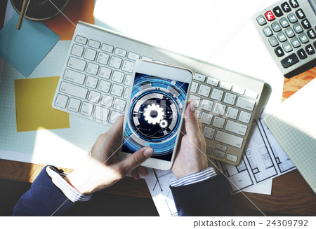 Technology Digital Network Cog Teamwork Concept 24309792
