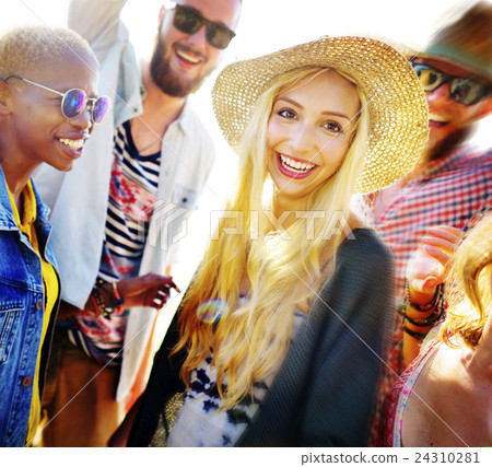 Friendship Bonding Relaxation Summer Beach Happiness Concept Friendship Bonding Relaxation Summer Beach Happiness Concept 24310281
