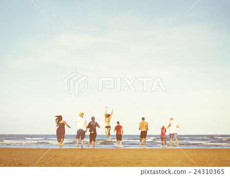 Beach Chill Emotion Enjoyment Fun Friends Concept Beach Chill Emotion Enjoyment Fun Friends Concept 24310365
