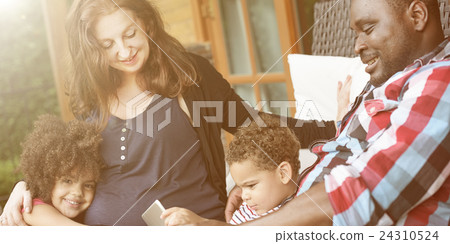 Family Relax Happiness Using Tablet Togetherness Concept 24310524