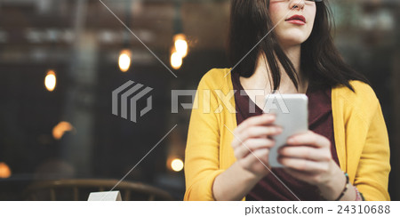 Woman Using Mobile Phone Communication Concept Woman Using Mobile Phone Communication Concept 24310688