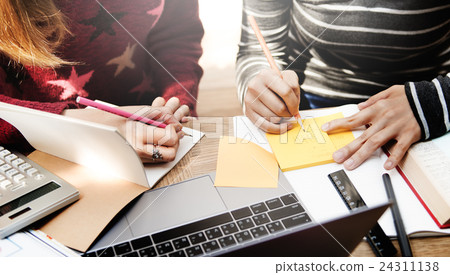 Women Friendship Studying Brainstorming Technology Concept 24311138
