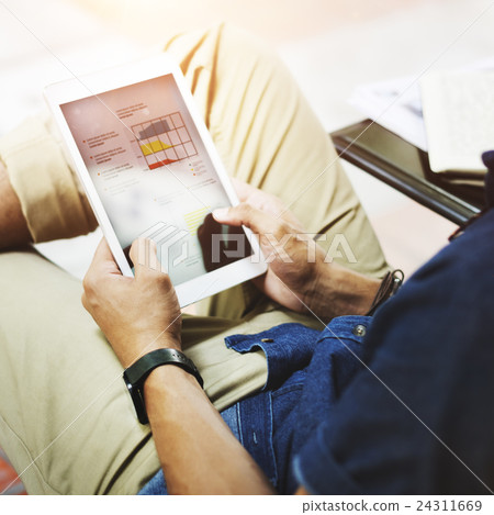 Man Conenction Tablet Schedule Planner Concept 24311669