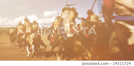 Crowd Of Fully Armored Soldiers Reenacting Historical Event Concept 24311724