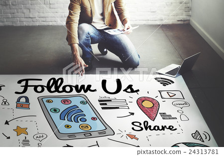Follow us Follower Join us Social Media Concept Follow us Follower Join us Social Media Concept 24313781