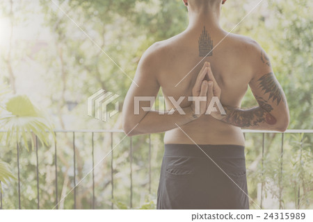 Man Yoga Practice Pose Training Concept Man Yoga Practice Pose Training Concept 24315989