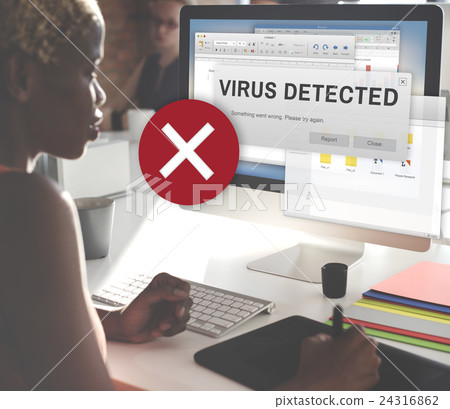 Unsecured Virus Detected Hack Unsafe Concept 24316862