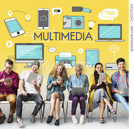 Multimedia Communication Connection Technology Devices Concept Multimedia Communication Connection Technology Devices Concept 24317524