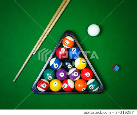 Billiard balls pool on green table Billiard balls pool on green table 24319297