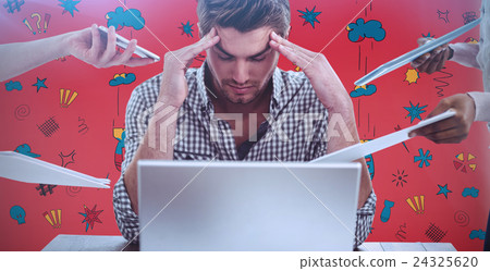 Composite image of businessman stressed out at work 24325620