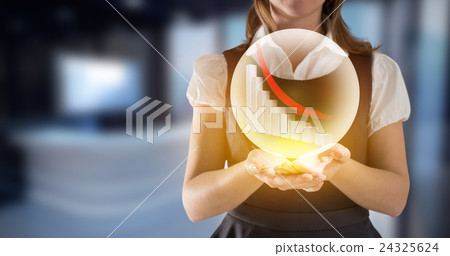 Composite image of businesswoman presenting 24325624