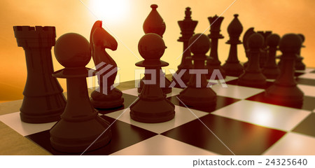 Composite image of black chess pieces on board 24325640