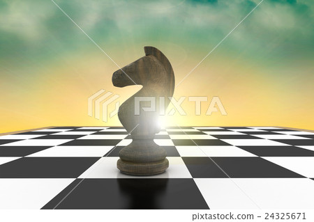 Composite image of black knight on chess board Composite image of black knight on chess board 24325671