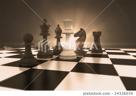 Composite image of white queen surrounded by black pieces 24326039