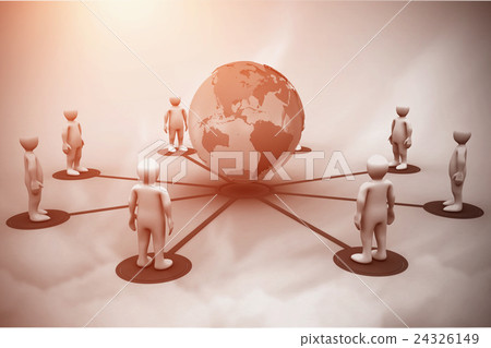 Composite image of 3d men connected with earth Composite image of 3d men connected with earth 24326149