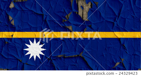 裂開牆上的諾魯國旗特寫紋理背景（高分辨率 3D CG 渲染∕著色插圖） 24329423