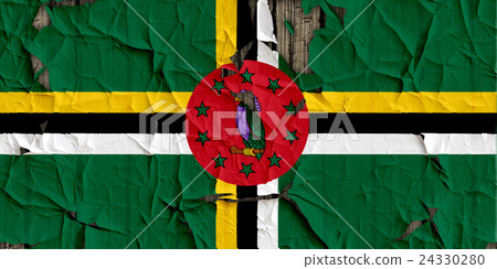 Cracked wall of Dominica flag closeup texture background (High resolution 3D CG rendering ∕ coloring illustration) 24330280