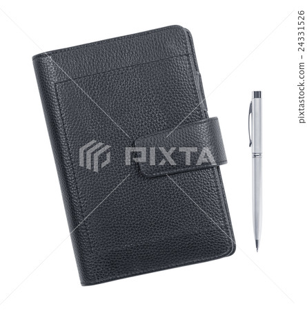 Note book with ballpoint pen on white background Note book with ballpoint pen on white background 24331526
