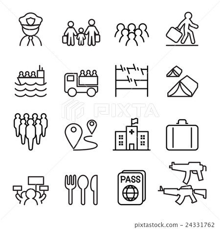 Refugee & immigrant icons set in thin line style Refugee & immigrant icons set in thin line style 24331762