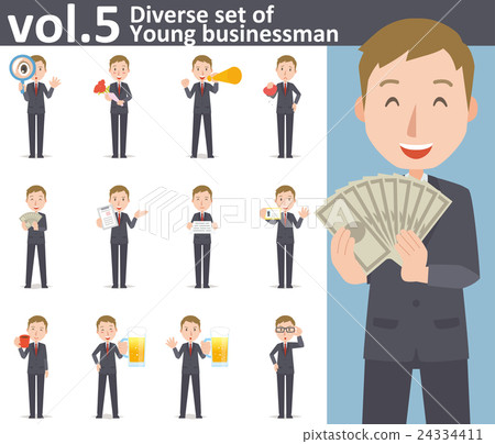 A young businessman male vol.5 wearing a suit (sets various illustrations and poses illustration) 24334411