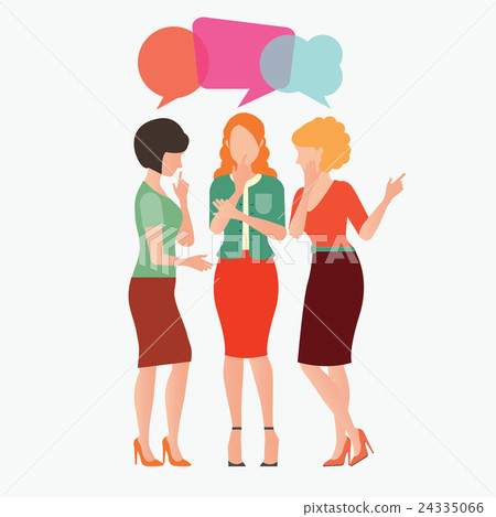 Cartoon  of women with  dialog speech bubbles. 24335066