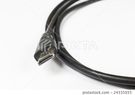 Close up of HDMI Cable on a White Background. 24335855