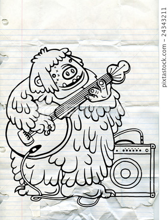 rock monster,playing rock electric guitar and amp. 24343211