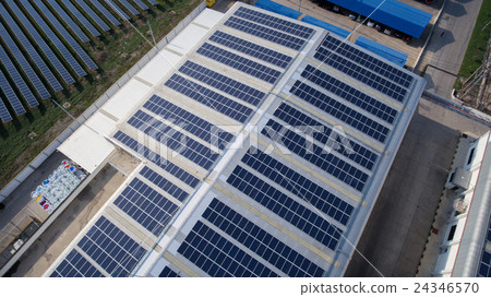 Aerial view of Solar panels on rooftop Aerial view of Solar panels on rooftop 24346570