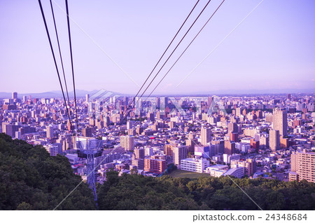 札幌Miwawa從索道(日落)的視圖 札幌Miwawa從索道(日落)的視圖 24348684