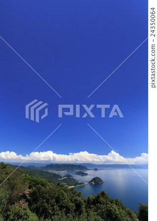 Western Kagawa Prefecture seen from Shikokuzan on Miseno peninsula in Miyafaki prefecture Kagawa prefecture, Ehime prefecture eastern part, Shikoku mountains Western Kagawa Prefecture seen from Shikokuzan on Miseno peninsula in Miyafaki prefecture Kagawa prefecture, Ehime prefecture eastern part, Shikoku mountains 24350064