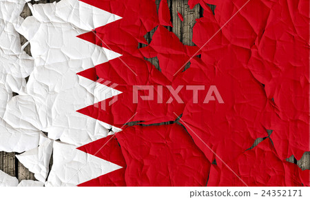 Cracked wall of Bahrain flag closeup texture background (High resolution 3D CG rendering ∕ coloring illustration) 24352171
