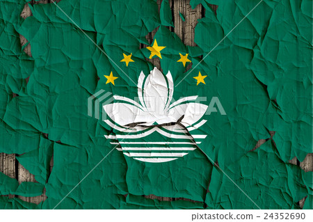 裂開牆上的澳門國旗特寫紋理背景（高分辨率 3D CG 渲染∕著色插圖） 24352690