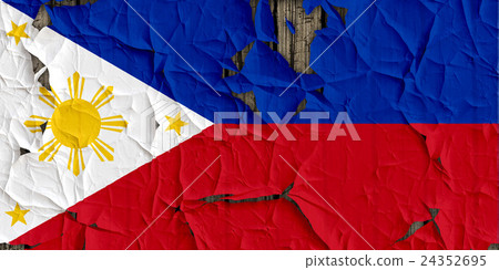 Cracked wall of Philippine flag closeup texture background (High resolution 3D CG rendering ∕ coloring illustration) 24352695