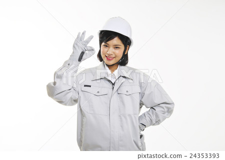 A woman who gives an OK sign of work clothes appearance A woman who gives an OK sign of work clothes appearance 24353393