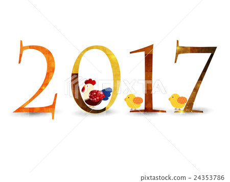 Rooster chicken New Year card icon 24353786