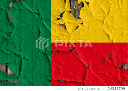 Cracked wall of Benin flag closeup texture background (high resolution 3D CG rendering ∕ coloring illustration) 24353799